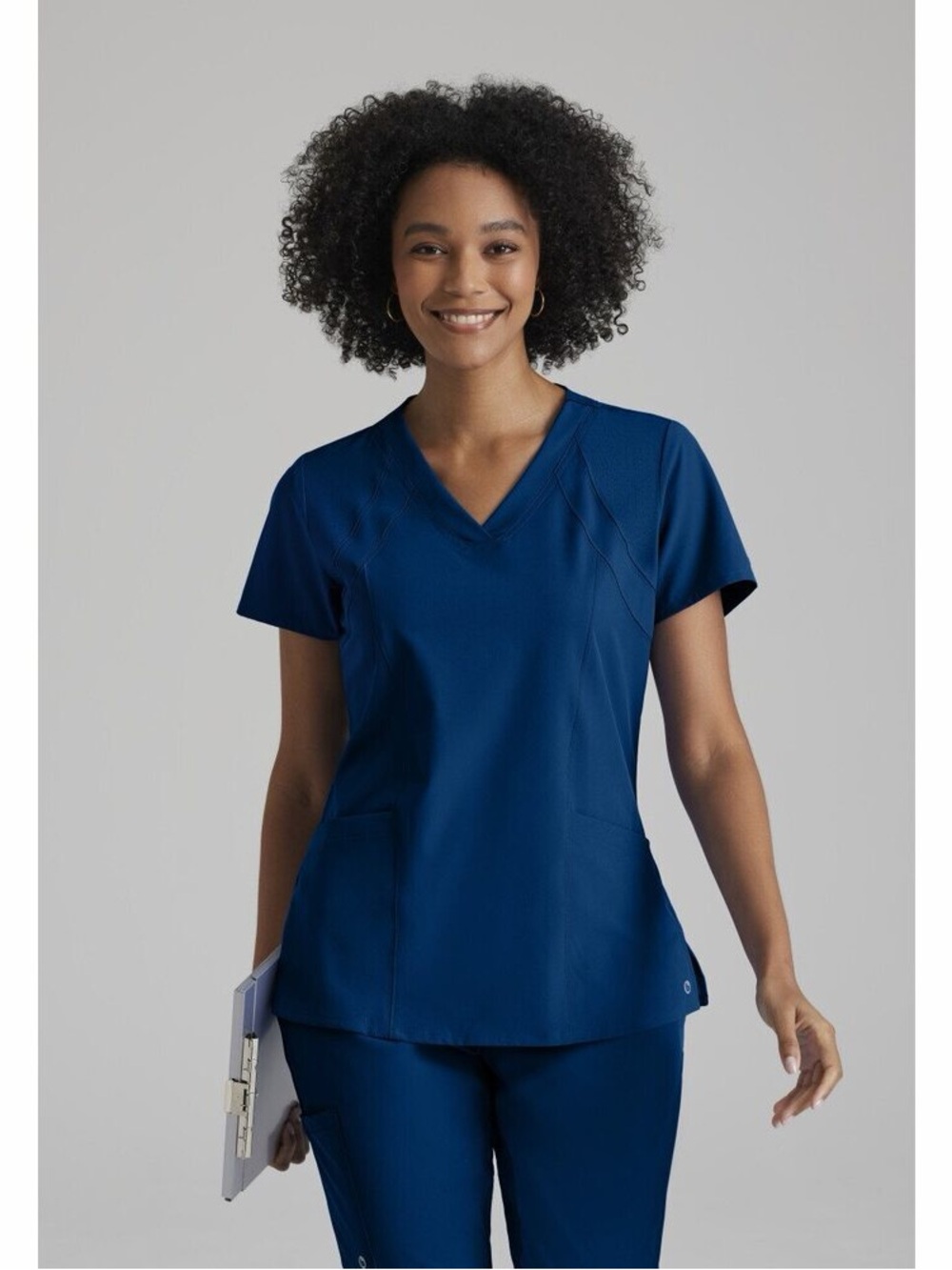 Barco One Racer Women's V-Neck Scrub Top in Navy (Indigo) Size Large